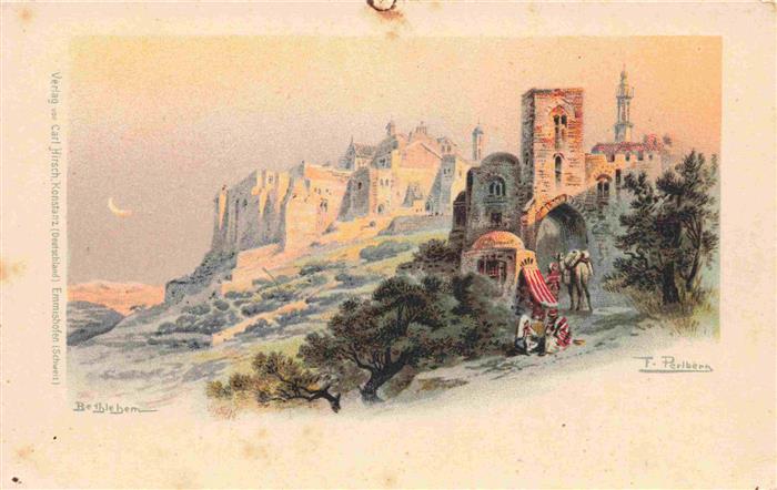 Bethlehem Yerushalayim Israel Bethlehem Stadtansicht Minarett Kamel Mondschicht