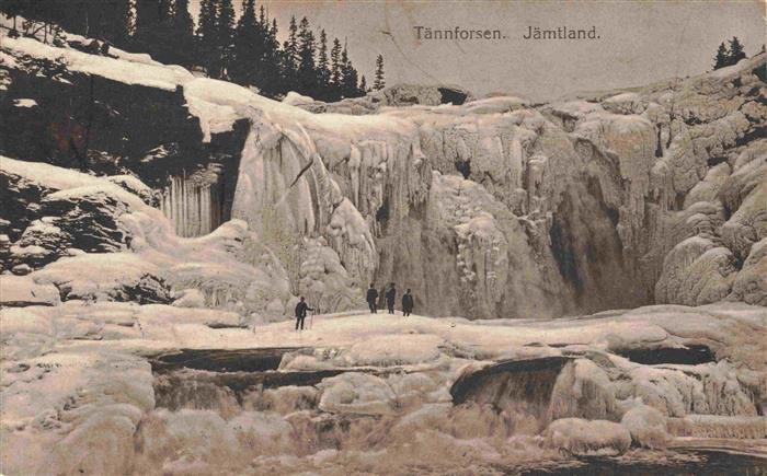 Taennforsen Jaemtland Sweden Taennforsen Wasserfall Eis Winter Schnee Personen F