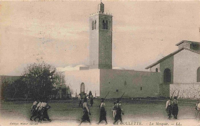 La Goulette  Tunesie La-Mosquee Moschee Minarett Einheimische Strasse
