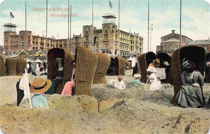 SCHEVENINGEN Zuid-Holland NL Strandgericht Strandkoerbe Strand Hotel Cabaret Bad