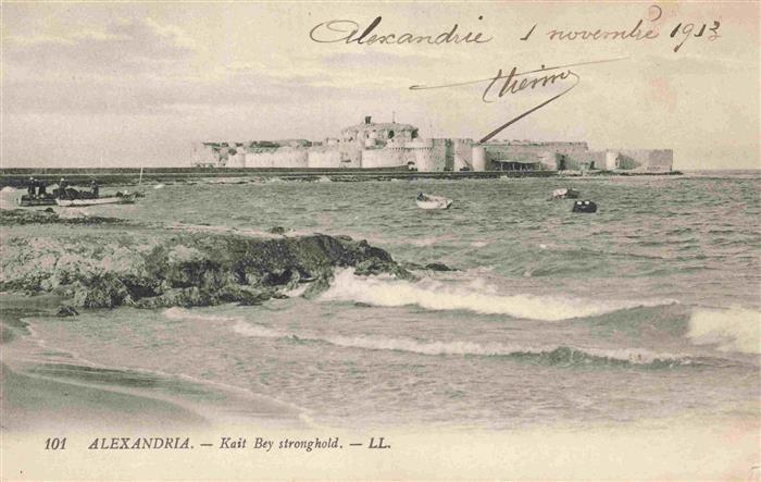 ALEXANDRIA Alexandrie Egypt Kait-Bey-Fort Fort-Kait-Bey Meer Festung Boote S/W-