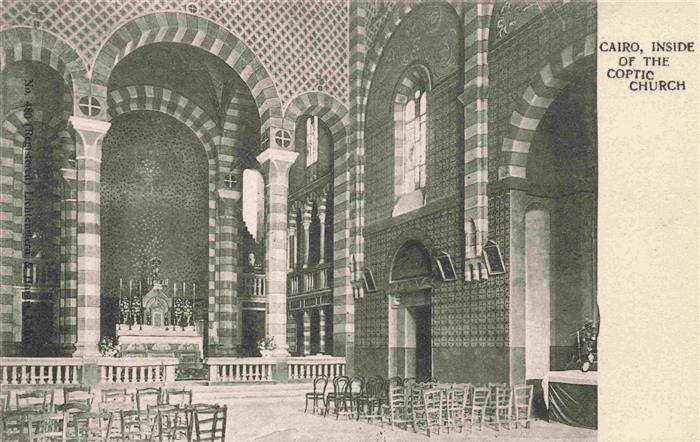 CAIRO Kairo Caire Egypt Koptische-Kirche Innenraum Altar Saeulen Bogen Kirchens