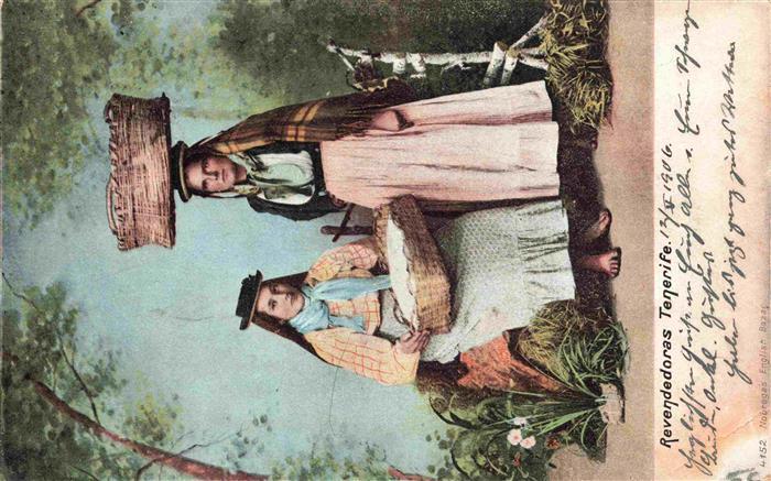 Tenerife Islas Canarias Spanien ES Revendedoras Tracht Koerbe Frauen handkolorie