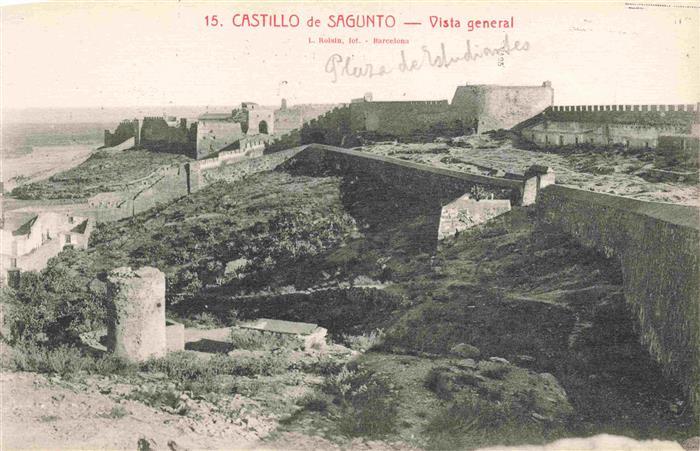 Sagunto Valencia ES Castillo-de-Sagunto Vista-general Burg Mauern Tuerme Huegel