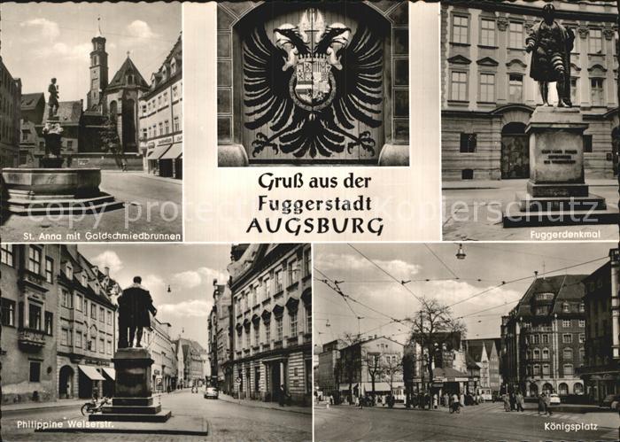 Augsburg St Anna mit Goldschmiedebrunnen Fuggerdenkmal Philippine Weiserstr Koen