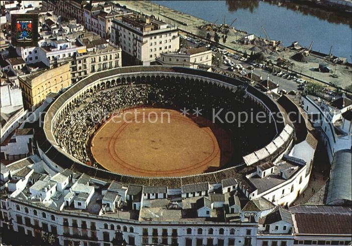 Sevilla Andalucia Plaza de Toros y Rio Guadalquivir Vista aerea