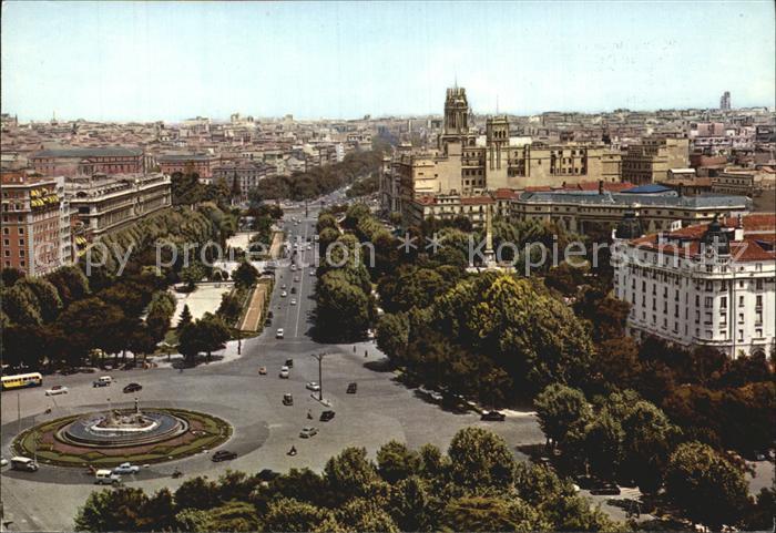 Madrid Spain Panoramica de la Plaza de Canovas del Castillo y Salon del Prado