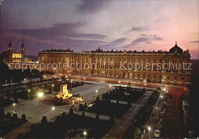 Madrid Spain Plaza de Oriente y Palacio Real nocturno