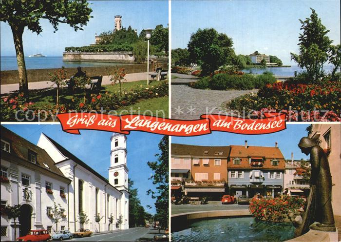 Langenargen Bodensee Uferpromenade Kirche Brunnen