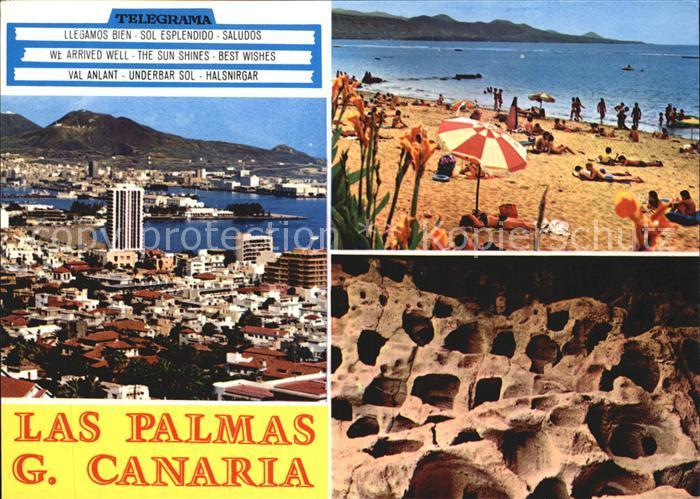 Las Palmas Gran Canaria Panorama Strandpartie Hoehlen