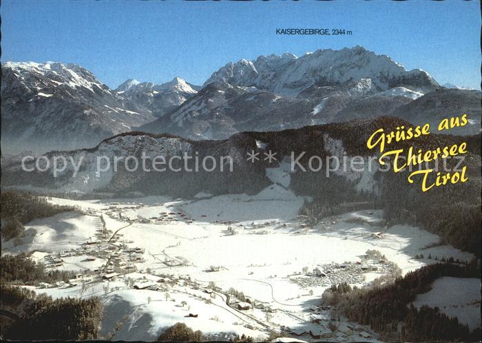 Thiersee Winterpanorama mit Kaisergebirge Fliegeraufnahme