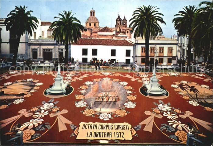 La Orotava Blumenteppich und vulkanischer Boden des Teide