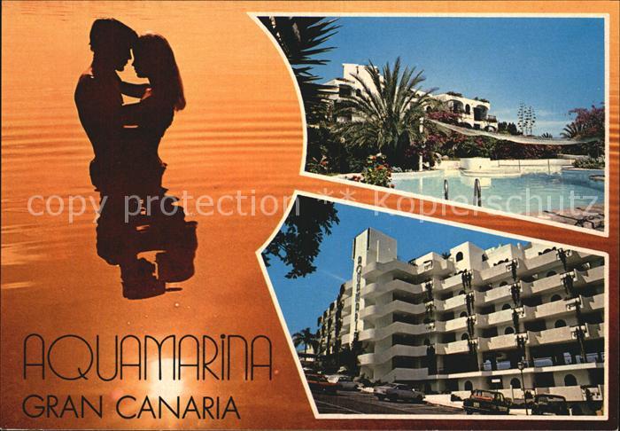 Gran Canaria Hotel Aquamarina Swimming Pool Liebespaar Sonnenuntergang