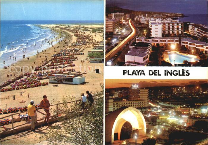 Playa del Ingles Strand Hotels Nachtaufnahme Pavillon Moderne Wohnanlagen
