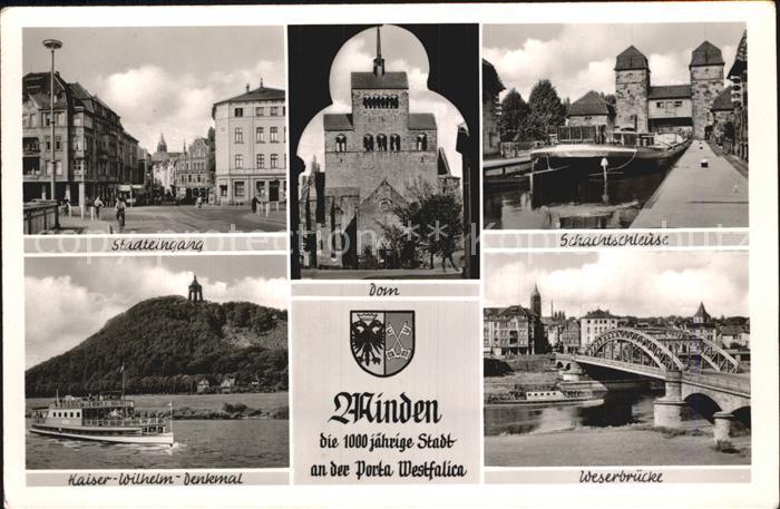 Minden Westfalen Kaisr Wilhelm Denkmal Weserbruecke Schachtschleuse