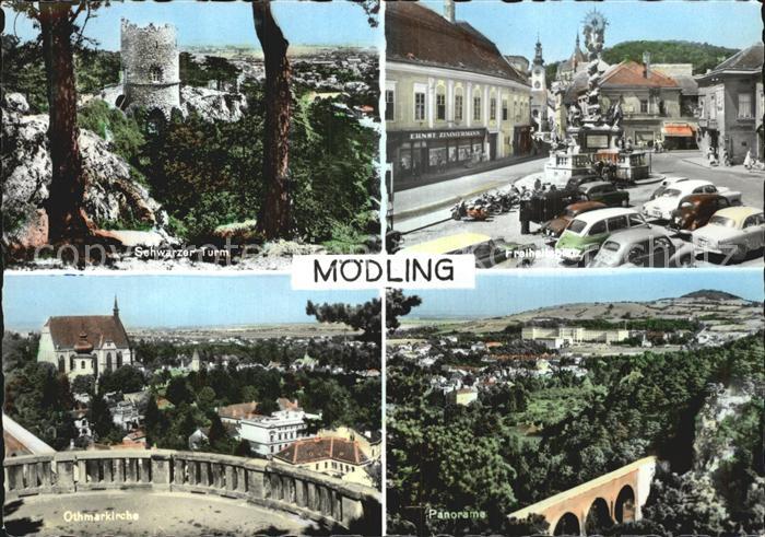 Moedling Schwarzer Turm Freiheitsplatz Othmarkirche Panorama