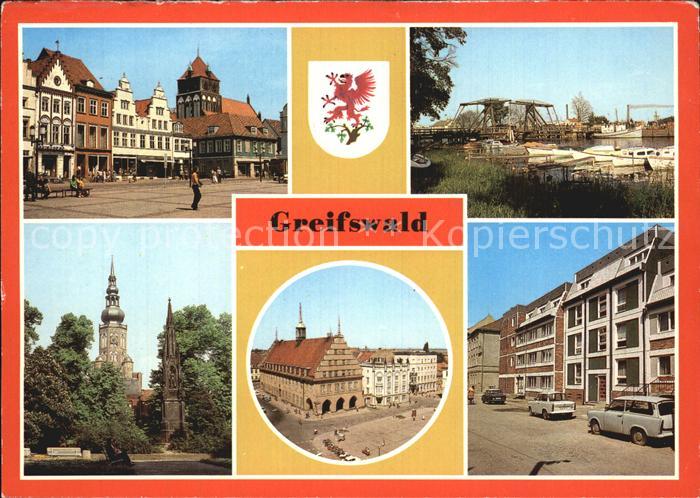 Greifswald Platz der Freundschaft Wiecker Bruecke Dom Rubenowdenkmal