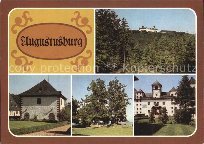 Augustusburg Blick zur Burg Brunnenhaus Schlosslinde