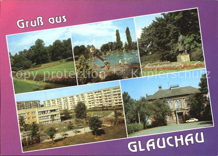 Glauchau Rosarium Freibad Agricola Denkmal Alte Webschule