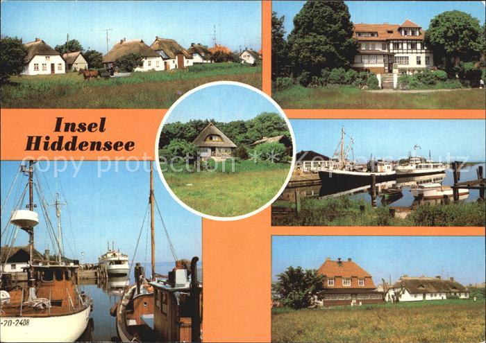 Insel Hiddensee Vitte Fischerhaeuser Kloster Fischerhaeuser Hafen HO Gaststaette