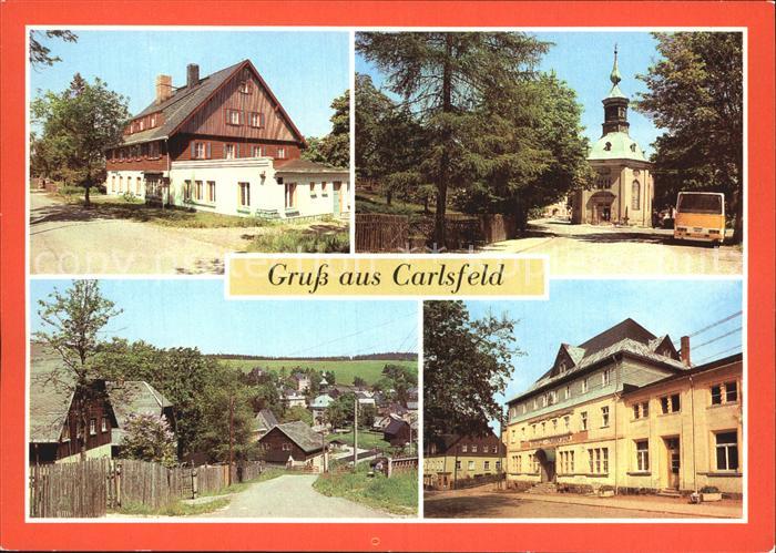 Carlsfeld Erzgebirge FDGB Erholungsheim Otto Hempel Kirche Gasthaus Gruener Baum