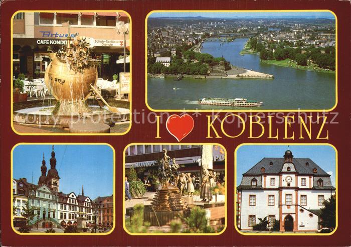 Koblenz Rhein Panorama Rathaus Brunnen Denkmal