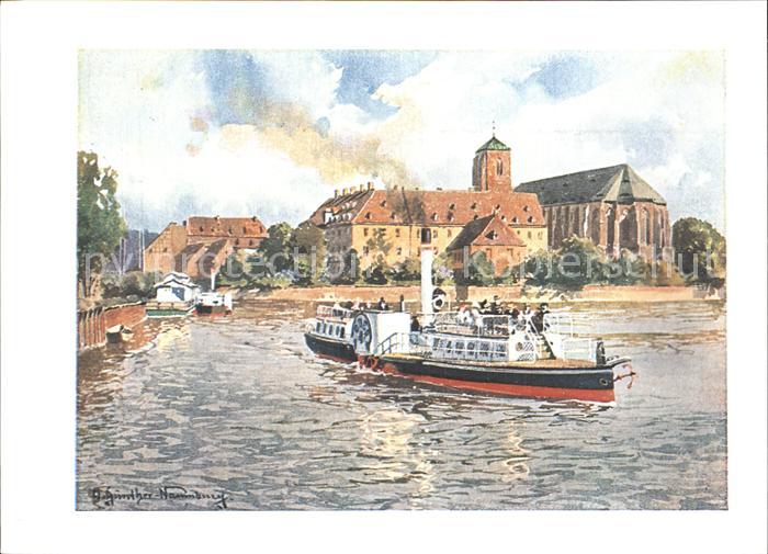 Breslau Niederschlesien Sandinsel Kuenstlerkarte