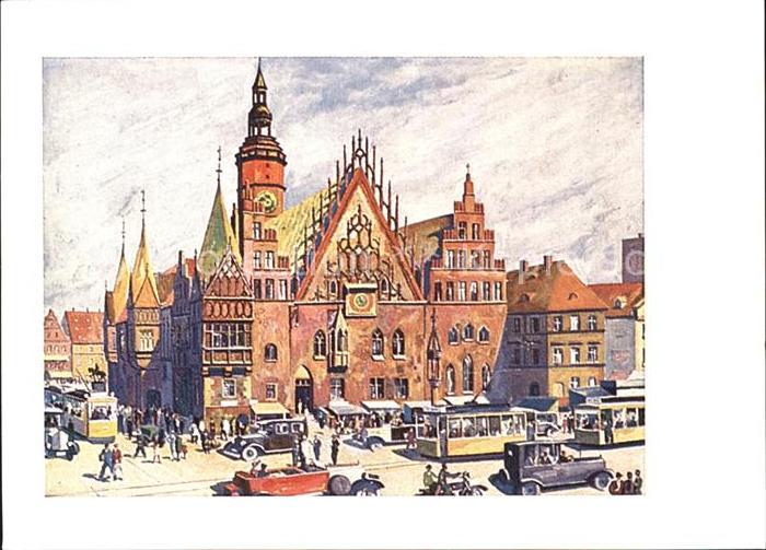 Breslau Niederschlesien Rathaus Kuenstlerkarte