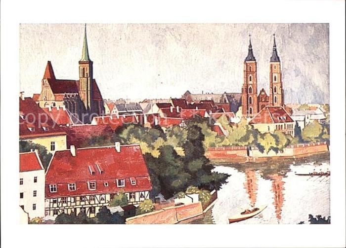 Breslau Niederschlesien Dominsel Kuenstlerkarte
