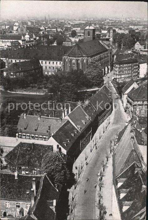 Breslau Niederschlesien Blick von den Domtuermen zur Sandinsel und Sandkirche