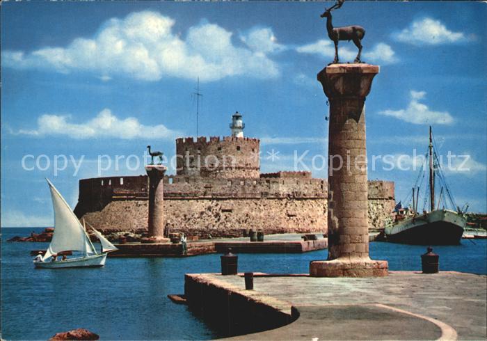 Rhodos Rhodes aegaeis Leuchtturm Hirsch