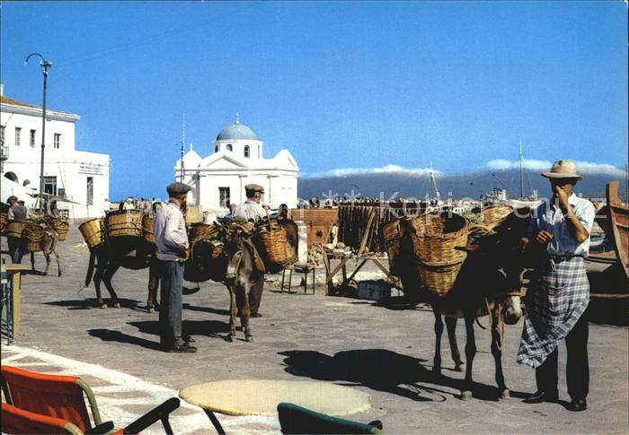Mykonos Kykladeninsel aegaeis Esel am Hafen