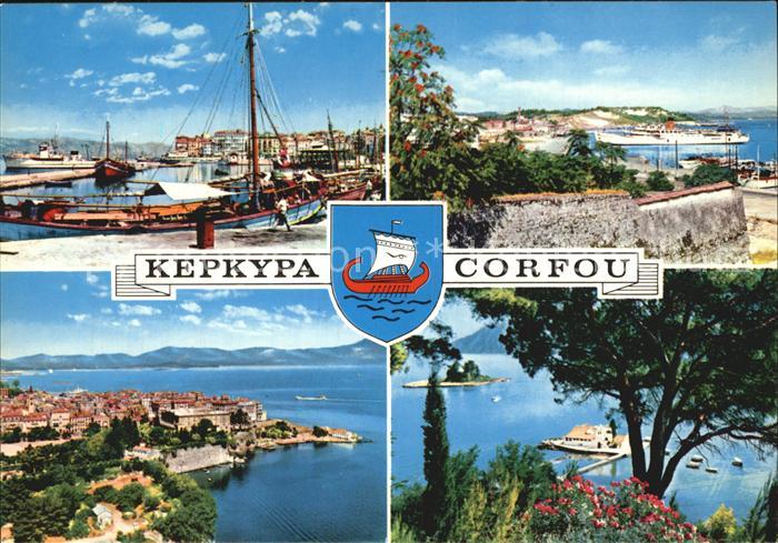 Korfu Corfu Hafen Fliegeraufnahme Insel