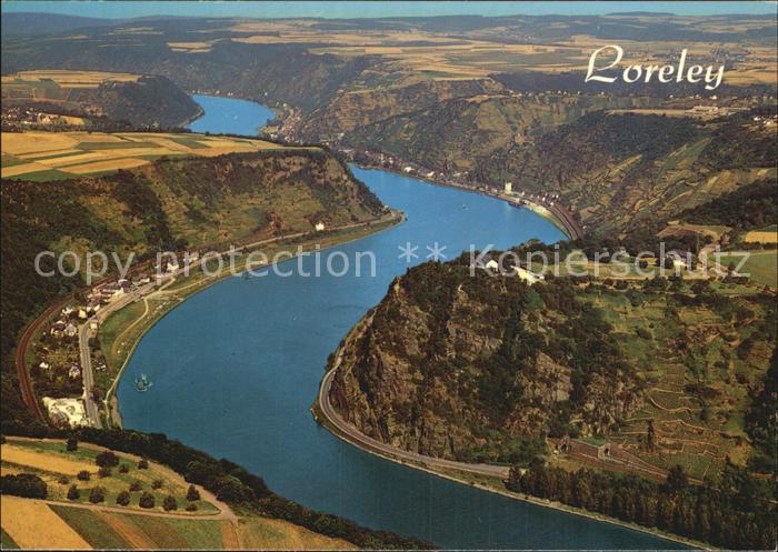 Loreley Lorelei Fliegeraufnahme Rheinpartie