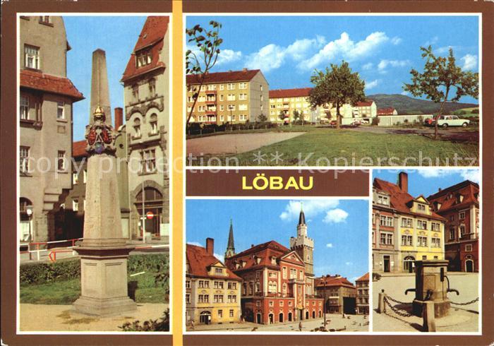 Loebau Sachsen Postmeilensaeule Rathaus Platz der Befreiung