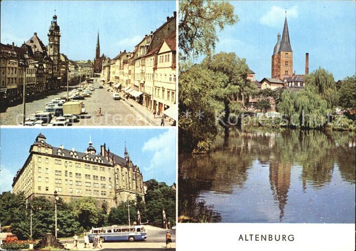 Altenburg Thueringen Markt Schloss Blick vom kleinen Teich zu den Roten Spitzen