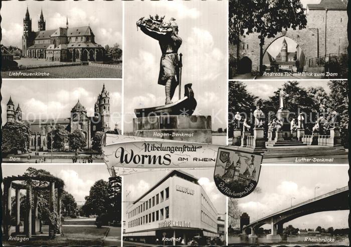 Worms Rhein Liebfrauenkirche Dom Anlagen Hagen Denkmal Kaufhof Rheinbruecke Luth