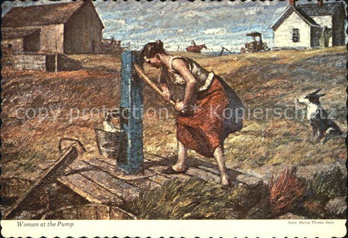 Kuenstlerkarte Harvey Thomas Dunn Woman at the Pump