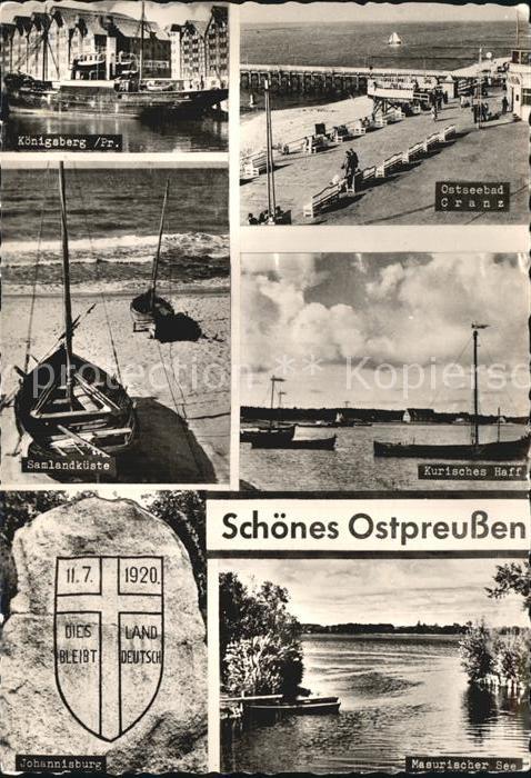 Ostpreussen Region Koenigsberg Cranz Kurisches Haff Johannisburg Masurischer See
