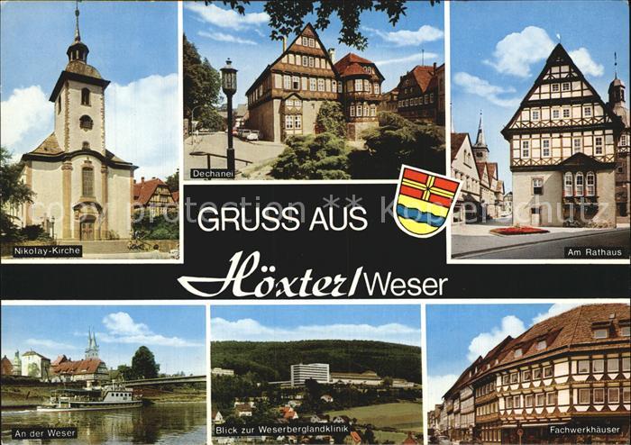 Hoexter Weser Nikolay Kirche Rathaus Weserberglandklinik Fachwerkhaeuser
