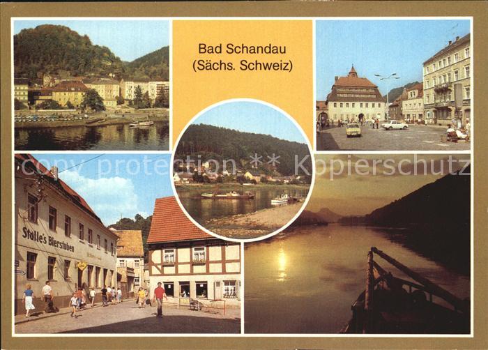 Bad Schandau Markt Poststrasse Dampferanlegestelle Abendstimmung Elbe