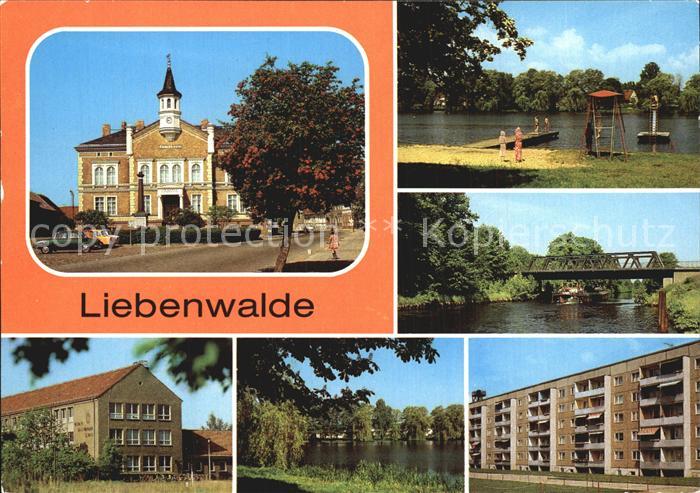 Liebenwalde Rathaus Markt Freibad Muehensee Bruecke Vosskanal