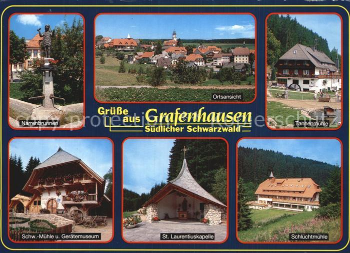 Grafenhausen Schwarzwald Narrenbrunnen Sankt Laurentiuskapelle Schluechtmuehle T