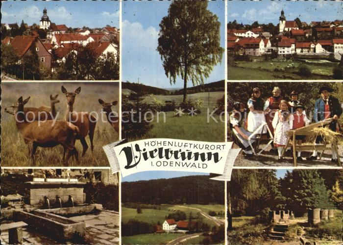 Vielbrunn Teilansicht Rotwild Brunnen Trachtentraeger