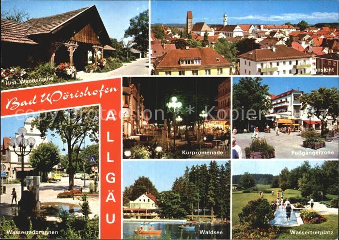 Bad Woerishofen Teilansicht Wasserradbrunnen Waldsee Wassertretplatz Fussgaenger