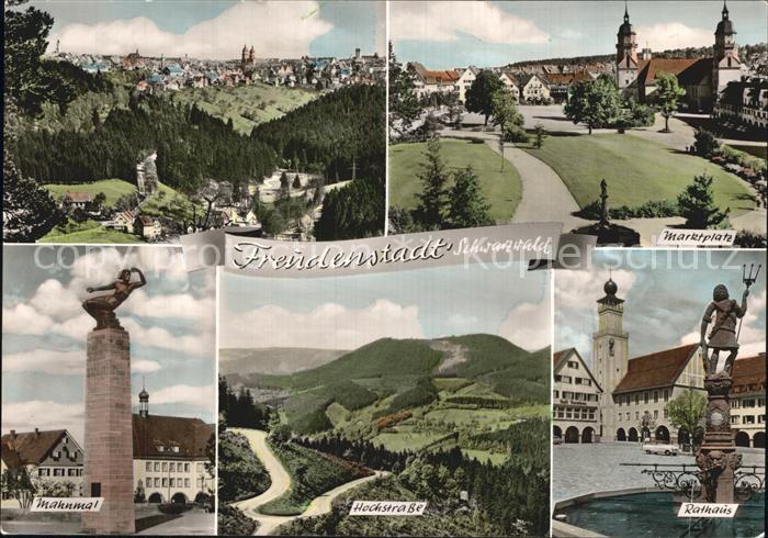 FREUDENSTADT BW Mahnmal Hochstrasse Rathaus Marktplatz Teilansicht
