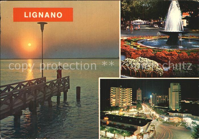 Lignano Springbrunnen Lagune Nachtaufnahme