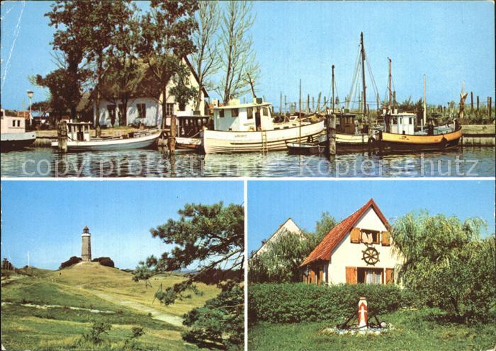 Insel Hiddensee Neuendorf Hafen Kloster Leuchtturm Seemannshaeuschen