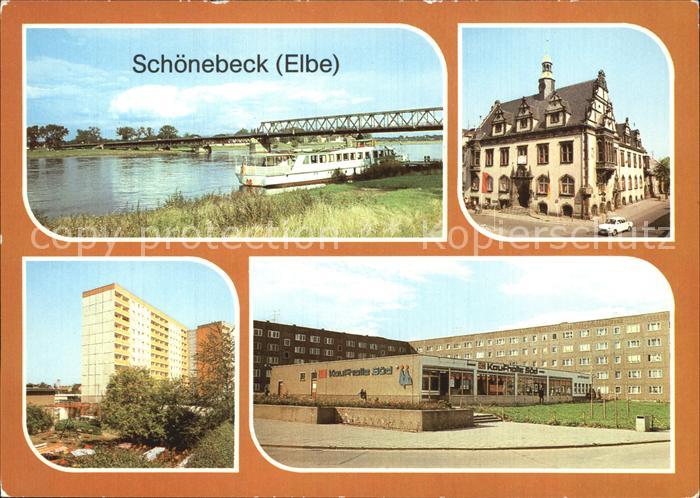 Schoenebeck Elbe Ernst Thaelmann Bruecke Rathaus Kaufhalle Sued