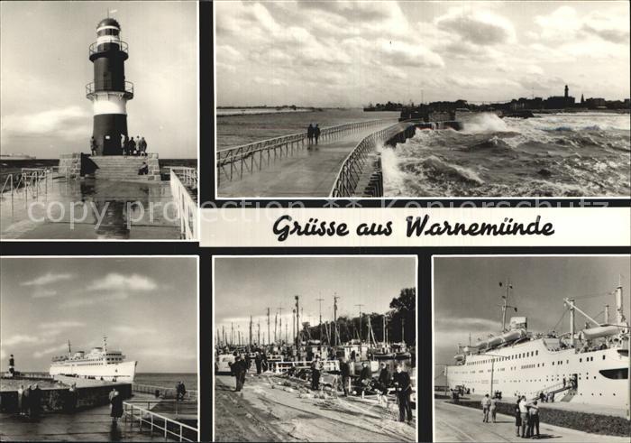 Warnemuende Ostseebad Leuchtturm Mole Hafen Ozeandampfer